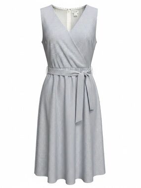 J. Crew Light Blue and White Pinstripe Wrap Midi Dress